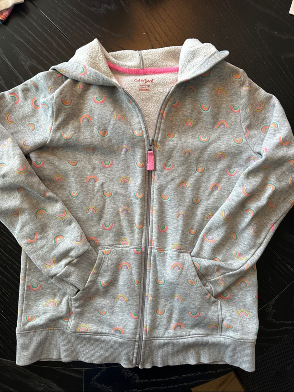 Cat & Jack Gray Hoodie with Pink-Accent Rainbow Print
